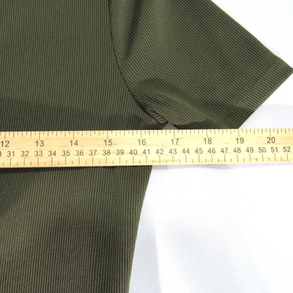 Forever 21 Ribbed Knit Mini Short Sleeve‎ Dress Olive Green Size: XL - Picture 8 of 11